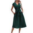 thumbnail image 2 of Liquidation et Promo, Robe à Manches Courtes Ample à Col Rond pour Femme, Robe à Manches Courtes, Robe Ample à Col Rond, Robe à la Mode Essentiels du Quotidien/100 % Polyester, Vert, Sopatenor, 2 of 9