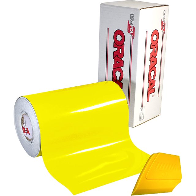 ORACAL 651 12 Inch x 10ft Gloss Vinyl Solvent-Based Adhesive-Backed Calendared Wrap Decals - Brimstone Yellow