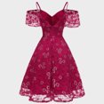 thumbnail image 4 of Pisexur Robe d'Invitée de Mariage pour Femme, Robe Vintage en Tulle à Broderie Florale, Sans Manches, Robe de Cocktail Formelle Évasée, Robe de Bal, de Fête, de Soirée, 4 of 6