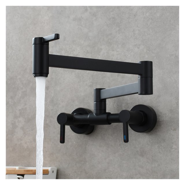 Brass Pot Filler Faucet Folding Kitchen Faucet With Double Joint Swing Arms Rotated Tap Wall Mounted For Hot And Cold Water ,Effortless Installation