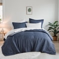 thumbnail image 1 of Regency Heights 7-Piece King Bed in a Bag Set, Reversible Comforter with Sheet Set and Shams, Navy Blue, Solid Color, 1 of 12
