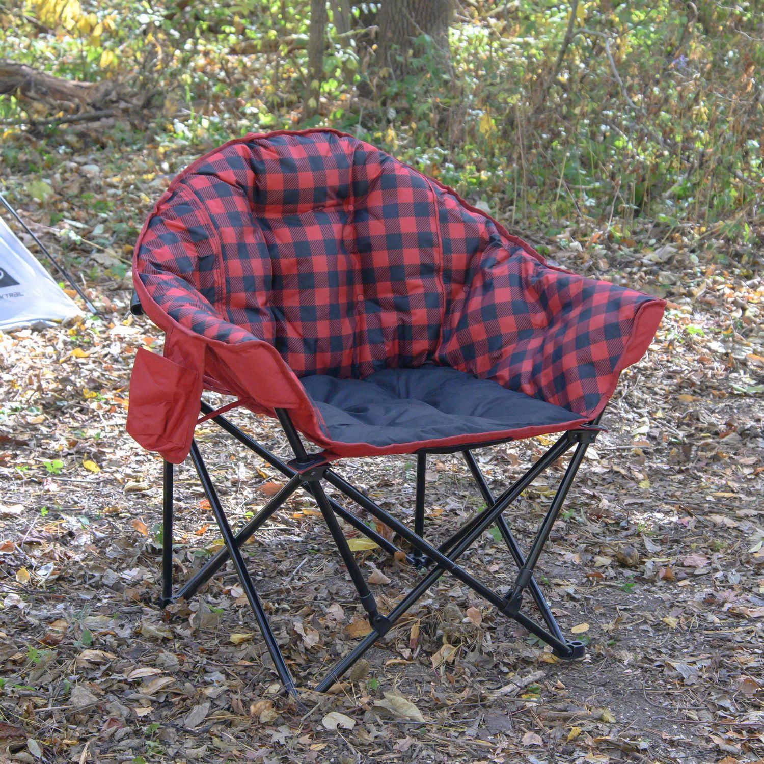 Ozark Trail Padded Club Chair, Adults, Red/Black