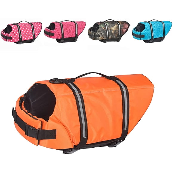 Gilet de Sauvetage pour Chien avec Bandes Réfléchissantes, Bouée de Sauvetage pour Chien Ajustable, Sauveteur pour Animal avec Maillot de Bain à Haute Flottabilité pour Petits, Moyens et Grands Chiens (TTG)