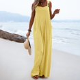 thumbnail image 2 of TrendOFT Womens Casual Summer Jumpsuit Loose Spaghetti Strap Solid Button Pocket Rompers For Women One Piece Overalls Yellow L, 2 of 6
