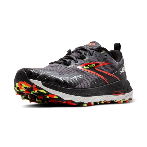 Brooks Men’s Cascadia 18 GTX Waterproof Mountain Trail Running Shoe - Blackened Pearl/Black/Tomato - 9 Medium