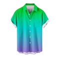 thumbnail image 4 of Chemises pour Hommes, Mode Décontractée Col Rabattu Imprimé Dégradé Manches Courtes Chemise Boutonnée Hauts Blouse, 4 of 4