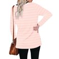 thumbnail image 3 of V Neck Striped Top, Skin Friendly Side Slit Easy To Match Loose Long Sleeve Sweatshirt  For Office Pink L, 3 of 5