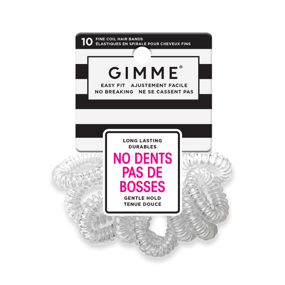 Gimme Hair Ties fo Fine Hair, Clear Coils, 10 Ct
