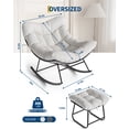 thumbnail image 2 of Oversized Papasan Rocking Chair with Footrest, 350Lbs Capacity Indoor/Outdoor Rocker, Metal Frame & Waterproof Cushion, Adjustable Patio Lounge Chair Rattan Egg Rocker, 2 of 7