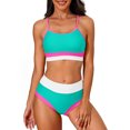 thumbnail image 1 of Scoop Neck Bikini Sets for Womens Adjustable Straps Bathing Suit High Waisted Two Piece Swimsuit, 1 of 7