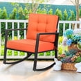 thumbnail image 1 of Gymax Fauteuil Berçant d'Extérieur en Osier pour Patio et Pelouse, Fauteuil Simple en Rotin à Bascule avec Coussin, 1 of 10