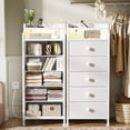 thumbnail image 4 of GUNAITO Commode Haute à DEL pour Chambre avec 5 Tiroirs Commode Bac de Rangement en Tissu Blanc, 4 of 9