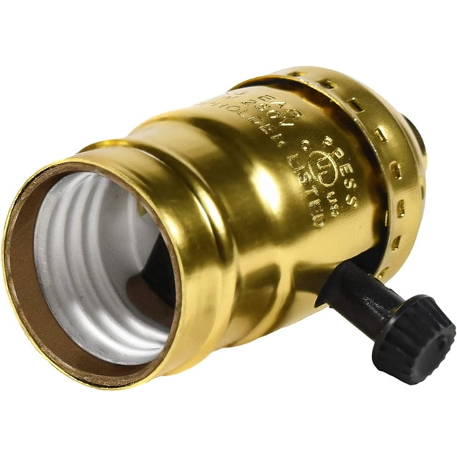 HQRP 3-Way Lamp Holder, E26 Bulb Light Socket, Low-Medium-High Settings Adjustable with Switch Knob, 1/8 IP Threads