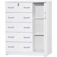 thumbnail image 2 of Pemberly Row Modern 5 Drawer Wooden Tall Chest Wardrobe in White, 2 of 2