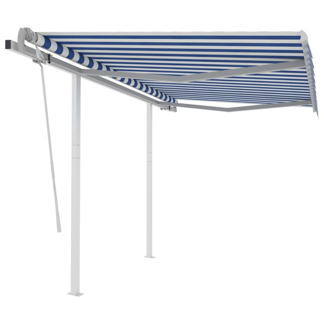 vidaXL Store Manuel Rétractable avec Poteaux 3x2.5 m Bleu et Blanc