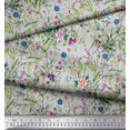 thumbnail image 3 of Soimoi Gray Velvet Fabric Leaves & Floral Decor Fabric Printed BTY 58 Inch Wide, 3 of 3