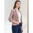 thumbnail image 4 of INSPIRE CHIC Blazer à Rayures pour Femme Manches 3/4 Décontracté Ouvert à l'Avant Revers Cranté Blazer L Brun Café, 4 of 6