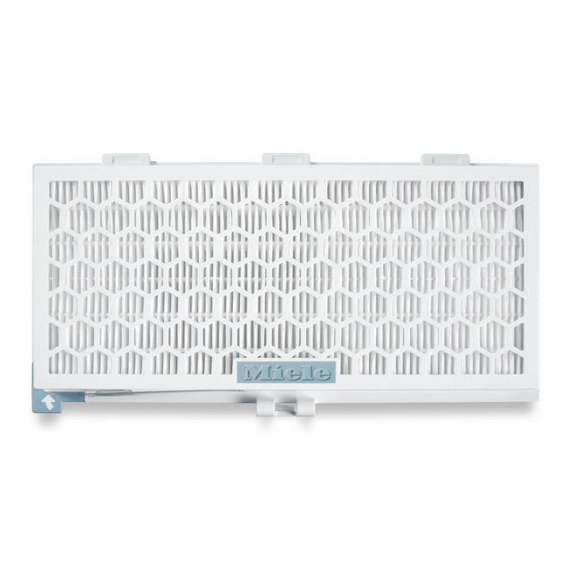 Miele Filtre HEPA AirClean avec Filtre TimeStrip pour Aspirateurs Miele. un Filtre Rectangulaire Blanc avec une grille à Motif Nid d'Abeilles et un Indicateur TimeStrip. Conçu pour Emprisonner la fine Poussière, les Allergènes et Neutraliser les Odeurs, Il Capture 99,95 % des Particules, Y Compris les Virus et les Bactéries. Convient aux Modèles d'Aspirateur Miele Classic C1, Complete C1 et Dynamic U1, Idéal pour les Personnes Ayant des Allergies et les Propriétaires d'Animaux