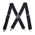 thumbnail image 1 of 1pc Men's Suspenders Wide Adjustable Elastic Braces Pants Strap with 4 Clips Design (Black), 1 of 8