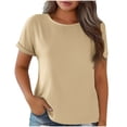thumbnail image 4 of Pisexur Hauts pour Femmes, Hauts de Sortie pour Femmes et T-Shirt à Col Rond Imprimé à Manches Courtes, Haut Ample, Hauts de Printemps pour Femmes Violet, P, 4 of 4