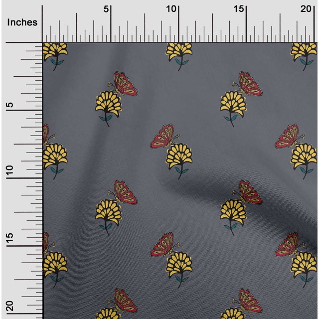 oneOone Polyester Lycra Fabric Floral & Block Decor Fabric Printed BTY 56 Inch Wide