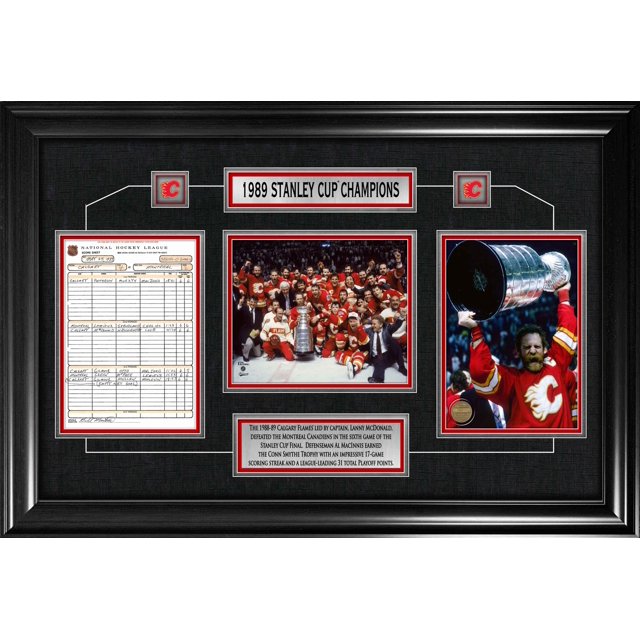 Calgary Flames Framed 1989 Stanley Cup Champions Scoresheet Collage