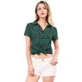 thumbnail image 2 of INSPIRE CHIC Women's Cotton Boyfriend Button Front Short Sleeves Plaid Shirt, 2 of 4