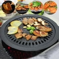 thumbnail image 2 of Bamboohart 12.6in Round Iron Korean BBQ Grill Plate Barbecue Non-stick Pan Set with Holder Set Portable Stove Korean Grill Pan Cast Iron Indoor, 2 of 6