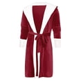 thumbnail image 5 of Fashnice Women Sleepwear Long Sleeve Sherpa Robes Solid Color Fuzzy Plush Bathrobe Warm Sleeping Fleece Robe Red 2XL, 5 of 5