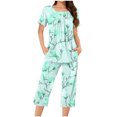 thumbnail image 1 of Rbaofujie Ensemble de Pyjama Short Femme Décontracté Col Rond Manches Courtes Blouse Pantalon Mode Pyjama Costume Ensemble de Pyjama, 1 of 4