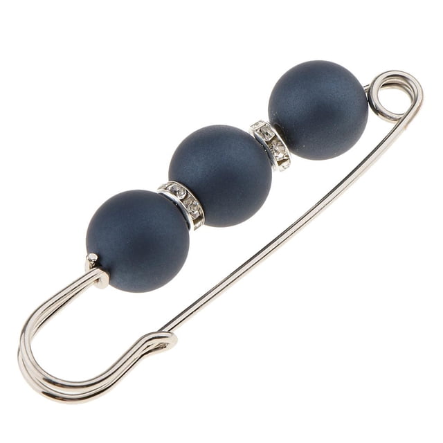Milaget Broche de Fête Ornée de Trois Perles, Épinglette Broche pour Robe de Mariée de Mariage, Bleu Soirée