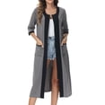 thumbnail image 4 of Timegard Nuisette pour Femmes Robe à Fermeture Éclair Robe de Maison à Manches 3/4 à Blocs de Couleur Longue Tenue de Nuit avec Poches, 4 of 5