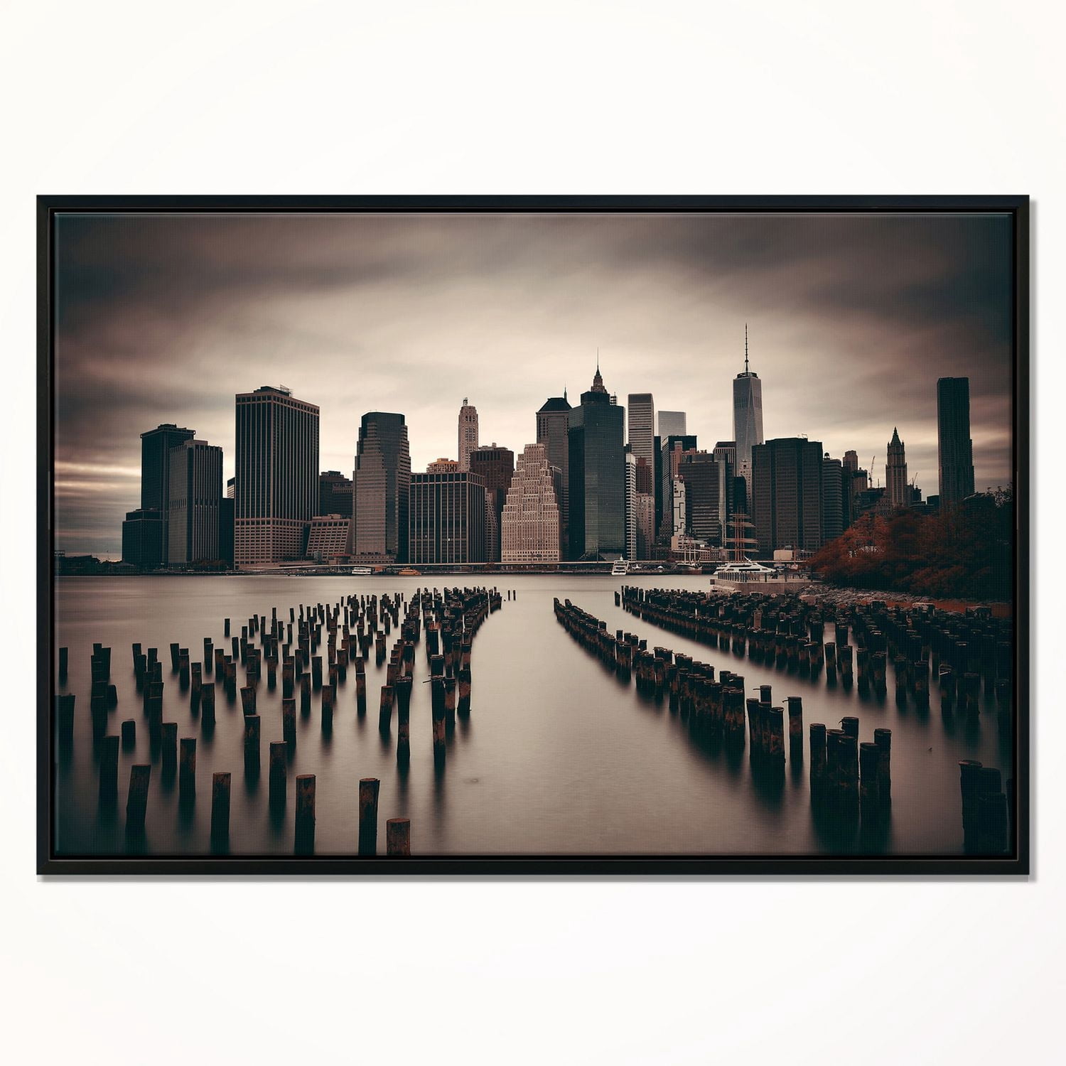 Design Art Manhattan Quartier Financier Sur Toile Encadrée