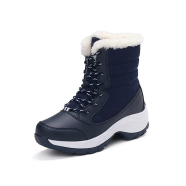 UKAP Unisex Winter Boot Plush Lined Warm Shoes Faux Fur Snow Boots Outdoor Slip Resistant Blue 10
