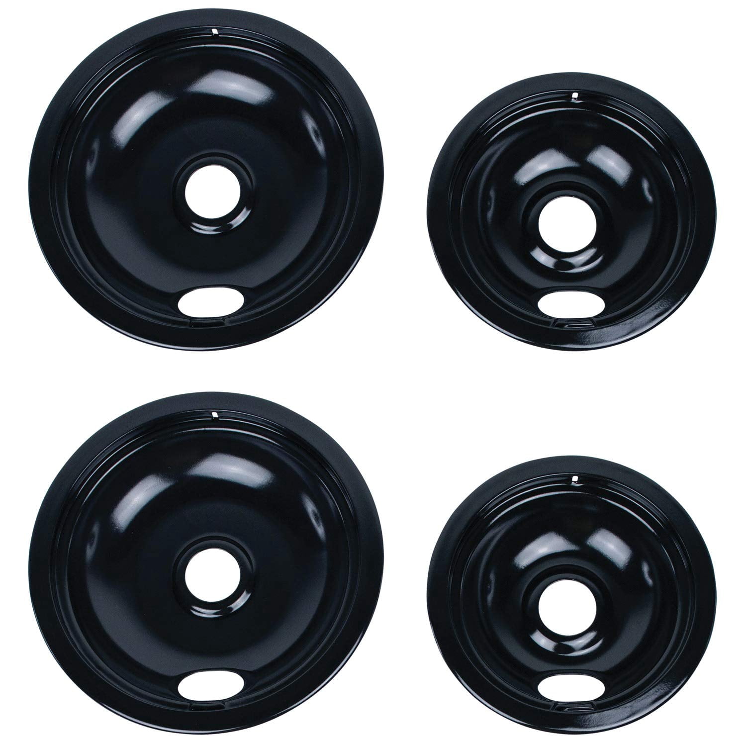 Certified Appliance Accessories Replacement Drip Bowls Style A 2 Large 8 Inch & 2 Small 6 Inch for Whirlpool Kenmore Frigidaire & Maytag Electric Ranges Black Porcelain