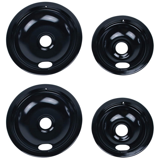 Certified Appliance Accessories Replacement Drip Bowls Style A 2 Large 8 Inch & 2 Small 6 Inch for Whirlpool Kenmore Frigidaire & Maytag Electric Ranges Black Porcelain
