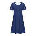 thumbnail image 4 of Gspmoly Robe pour Femme, Nouvelle Robe d'Été Décontractée pour Femme à Col Rond, Couleur Unie, Ample, Plissée à la Poitrine, à Manches Courtes, Robe de Cocktail, jusqu'à 60 % de Rabais, 4 of 5