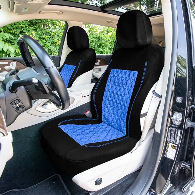 Universal Fit Car Seat Cover – Full Set of Automotive Seat Covers, Diamond Stitched Flat Cloth Cloth Seat Protector for Cars, Trucks, SUVs and Vans, Washable Seat Cover