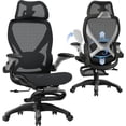 thumbnail image 1 of Ergonomic Office Chair with Footrest  Big and Tall Home Desk Chair with Flip-Up Arms  Adjustable Adaptive Lumbar Support  Back Rolling Computer Chair  Swivel Gaming Mesh Chairs, 1 of 9