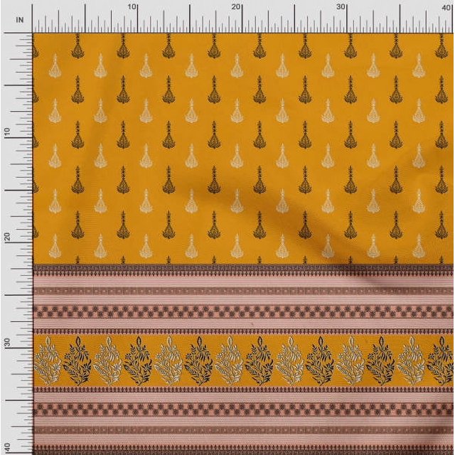 Soimoi Poly Georgette Fabric Geometric,Stripe & Floral Panel Fabric Prints by Yard 52 Inch Wide