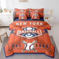 thumbnail image 1 of YST Ensemble de Douillette Simple 7 Pcs, Sac de Literie Réversible Toutes Saisons Simple, Ensemble de Literie Simple Ultra Doux avec Douillette de Baseball pour Garçons, Drap Plat, Drap-Housse, Taies d'Oreiller, Couvre-Oreillers, New York, 1 of 5