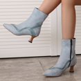 thumbnail image 2 of B91xZ Bottes de Motard pour Femmes Bottes de Combat Lacets Bottines, Bleu 7, 2 of 5