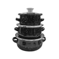 thumbnail image 2 of maskred 3Pcs Enamel Mini Pot Set Universal Cooking Portable Cookware Set blue light Enamel Home black, 2 of 6