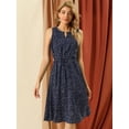 thumbnail image 3 of INSPIRE CHIC Robe Midi à Fleurs pour Femme Été Décontractée Invitée de Mariage Sans Manches G Bleu Foncé, 3 of 6