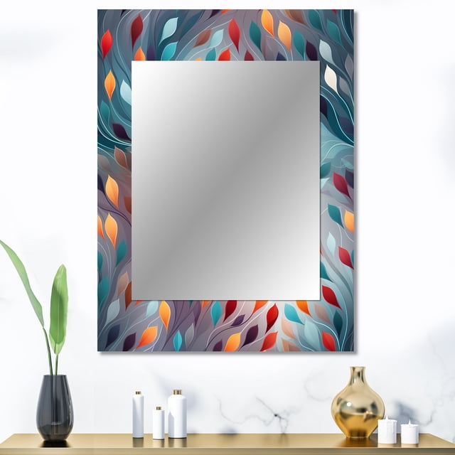 Designart "Meditation On Heart-Centered Focus" Geometric Wall Mirror, Printed Multicolor Wall Mirror, Modern Bathroom Wall Mirror, Decorative Geometric Mirror - 30x40 Inch