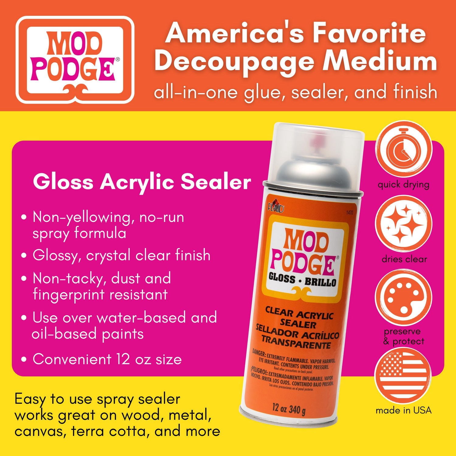 Mod Podge Acrylic Sealer Gloss 12 oz