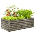 thumbnail image 1 of Outsunny 6' x 3' x 2' Galvanized Raised Garden Bed, Light Wood Effect, 1 of 10