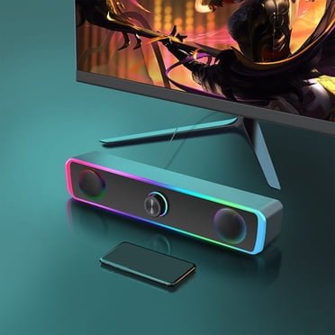 Haut-parleurs d'Ordinateur pour Moniteur de Bureau, Haut-Parleurs pour PC Alimentés par USB avec Lumière RVB, Haut-Parleur de Jeu pour PC avec Entrée Auxiliaire 3,5 mm, Son Stéréo Puissant, Haut-Parleurs à Contrôle de Volume par Bouton