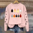 thumbnail image 2 of LUOGENLI Veste de Chandail pour Femmes avec Strass Oversize Femmes Chandails à Manches Longues à Col Rond Chandails Imprimés Poulet Chandail Léger Ample Chandails pour Femmes Chandail Oversize Rose Pâle Taille g, 2 of 6