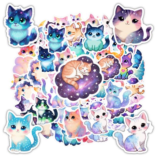 35pcs Cute Stickers Cat Stationery Stickers Kids Stickers Toy DIY Stickers for Laptops Notebooks Suitcases